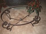 Metal coffee table, beveled glass top