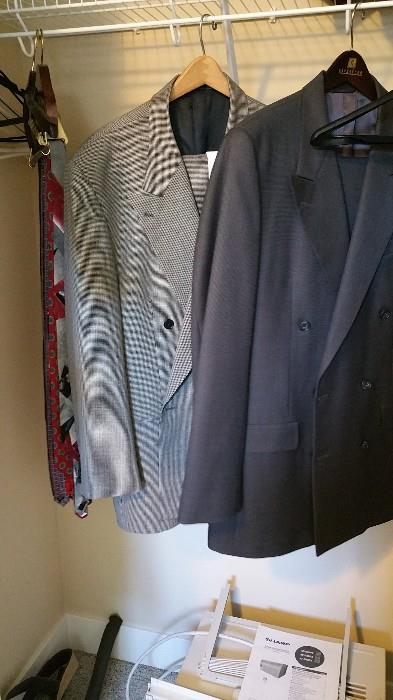 2 men's suits, 100% wool, very nice....silk ties....