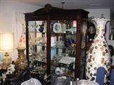 Large Rosewood lit display curio cabinet