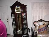 Rosewood lit clock/curio cabinet