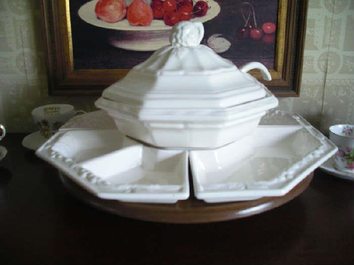 Lazy Susan with Tureen center ~ unusual