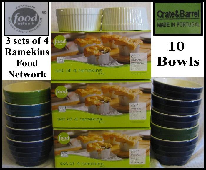 food network and crate & barrel bowls and remekins