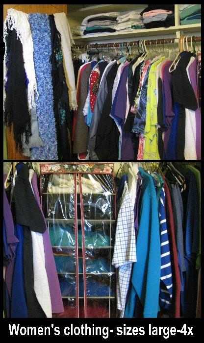 Women's clothes, scarves, etc. Most are extra large up to size 4x