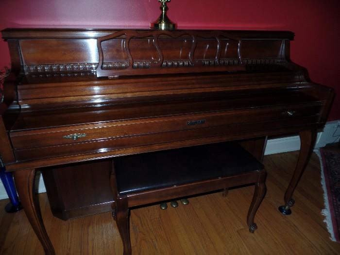 Kimball Queen Anne style upright piano and bench