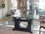 Marble and glass lighted console table