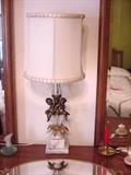 Cherub figural lamp on marble base
