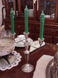Sterling three-light candlesticks--two of these
