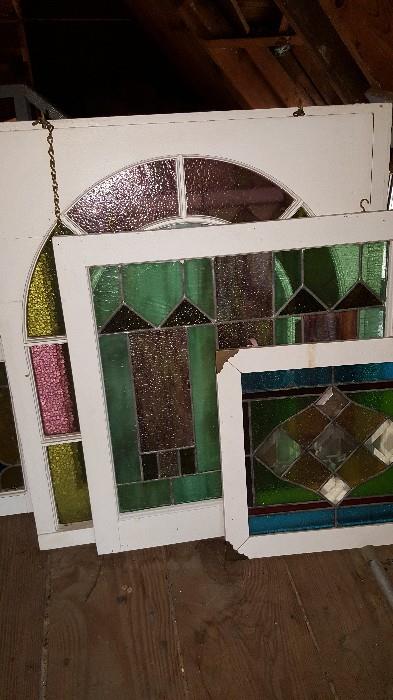 Antique stained glass window panes