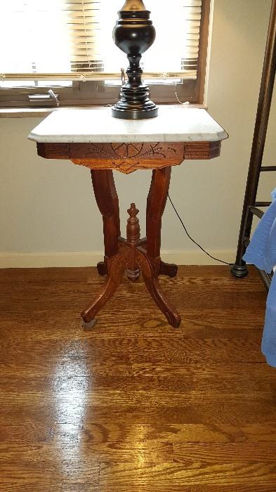 Marble top Antique end table
