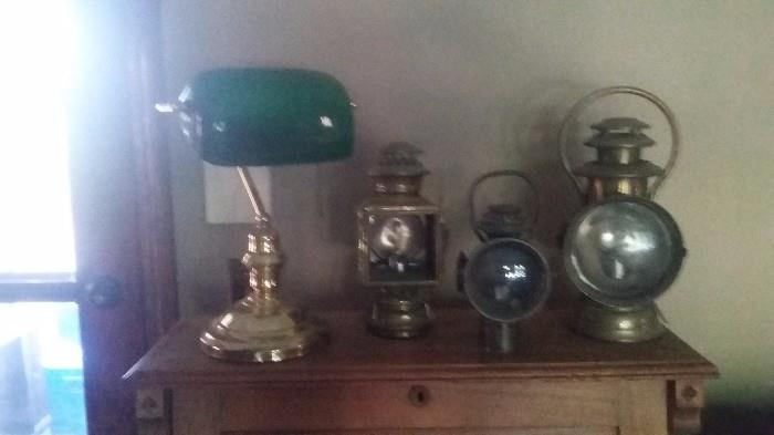 Antique railroad lamps