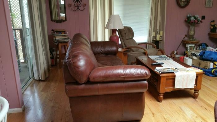 Very nice leather sofa with chair
