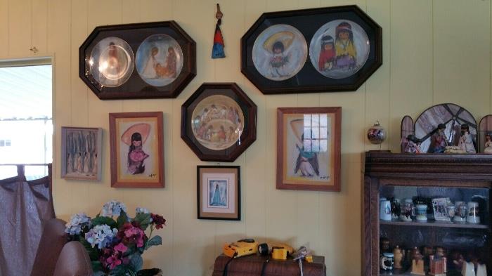 Collection of Goebel DeGrazia plates and framed prints