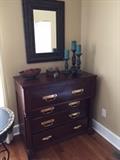 Empire style with columns chest, brass newer Hardware.