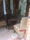 Art Deco wood table round & chairs