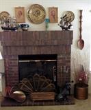 Fireplace tools, brass, ships!