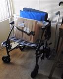 Transport chair, pillows, canes.