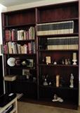 Large double bookcase, books, bookends