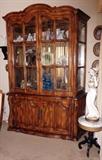China cabinet, petite Victorian table with lady statue