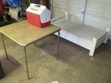 Garage---Child's Bed--Card Table--Cooler