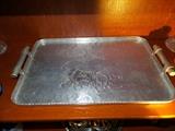 Art Deco Everlast Hammered Aluminum Fox Hunt Serving Tray
