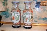 Pair of Large Famille Verte Vases