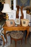 Marble Top Occasional Tables, Vintage Baskets, Wooden Game, Hand-colored Engravings