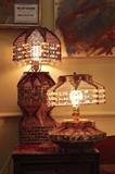 Vintage Tramp art popsicle stick lamps