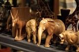 Large collection of wood carved animals 