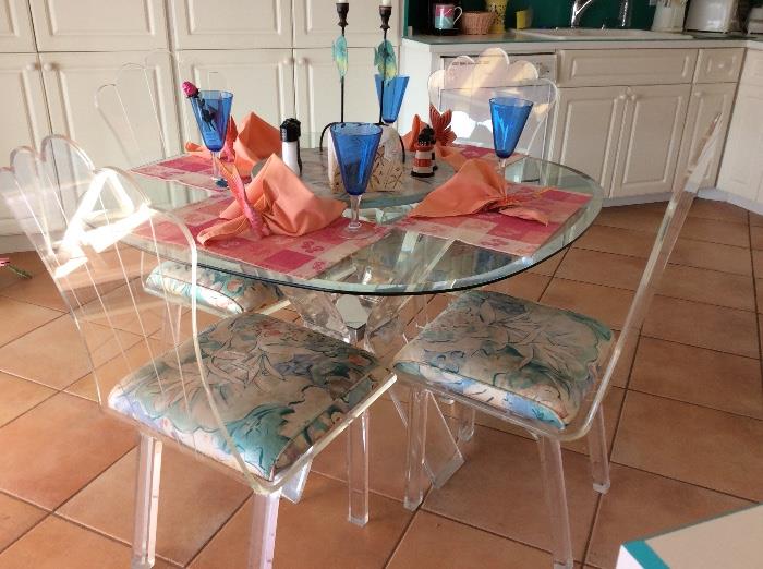 Lucite table and chairs