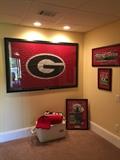 Georgia Bulldog framed flag  * is not available for sale* and memorabilia - SOLD