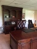 Hooker mahogany credenza and hutch (guitars in background not for sale)