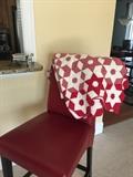We love this quilt! It is just plain happy! Looks great with the red barstool, too Quilt is SOLD, Bar Stools, too