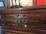 Wood thread cabinet. CLARK's 