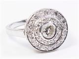 Lot #157 14K White Gold, Diamond Art Deco Ring