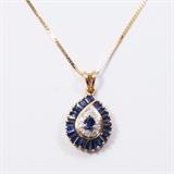 Lot #165 14K Yellow Gold Sapphire, Diamond Pendant