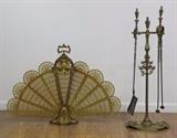 Lot #1083 French 19th C. Gilt Bronze Fire Tool Set