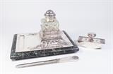 Lot #1216 Russian Silver, Crystal Desk Set