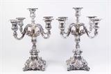 Lot #1214 Pair German Rococo Style Silver Candelabra