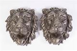 Lot #1255 Pair Victorian Cast Iron Lion's Masks