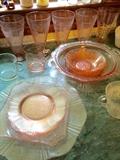 pink Depression glass