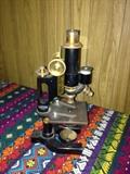 Vintage microscope with brass fittings