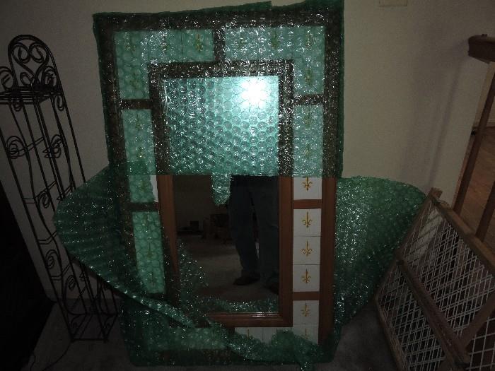 Large mirror with tile border
