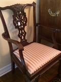 One of eight very fine Chippendale chairs (2 with arms/6 without arms)
