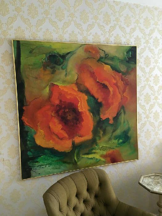 Large oil painting " Poppies" , by Margaret Blake