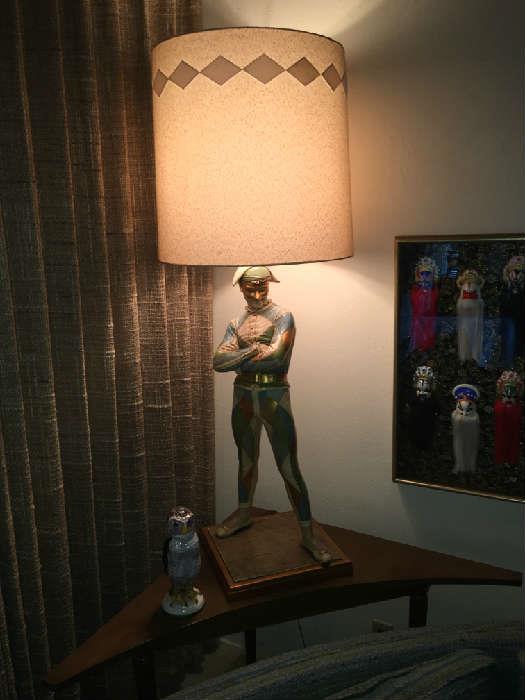 Rare ! Extraordinary Harlequin Lamp by Marbro. Original shade. 50 " tall.