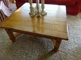 Pottery Barn square pine coffee table