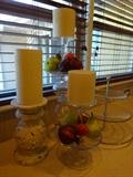 Pottery Barn glass candle holders and candles