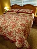 Pottery barn king pine bed and linens
