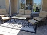 6 piece patio set plus black and white rug