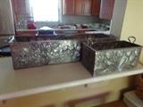Heavy silver metal rectangular baskets - were used for florals